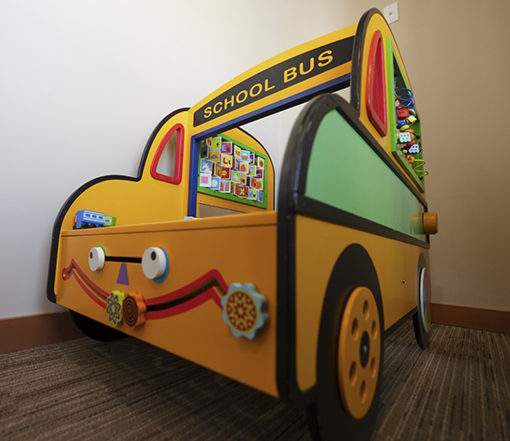 School bus play station in Forest Grove dental office